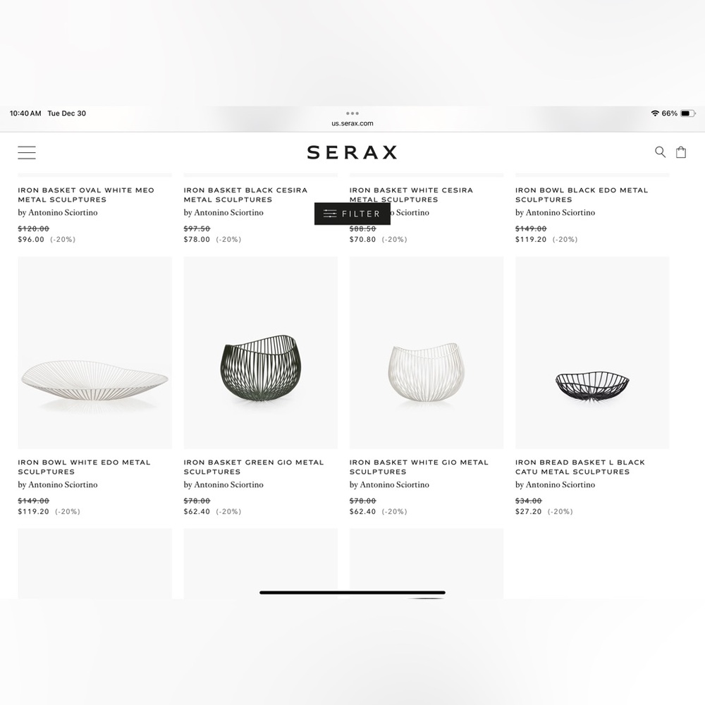 Serax Small Iron Basket Oval White Gio Sculptural, by Antonino Sciortino
